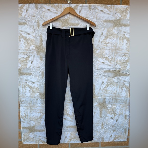 Vtg YVES SAINT LAURENT Rive Gauche Trousers Pant Black F40 US8 Belt Hook eye - Picture 1 of 13